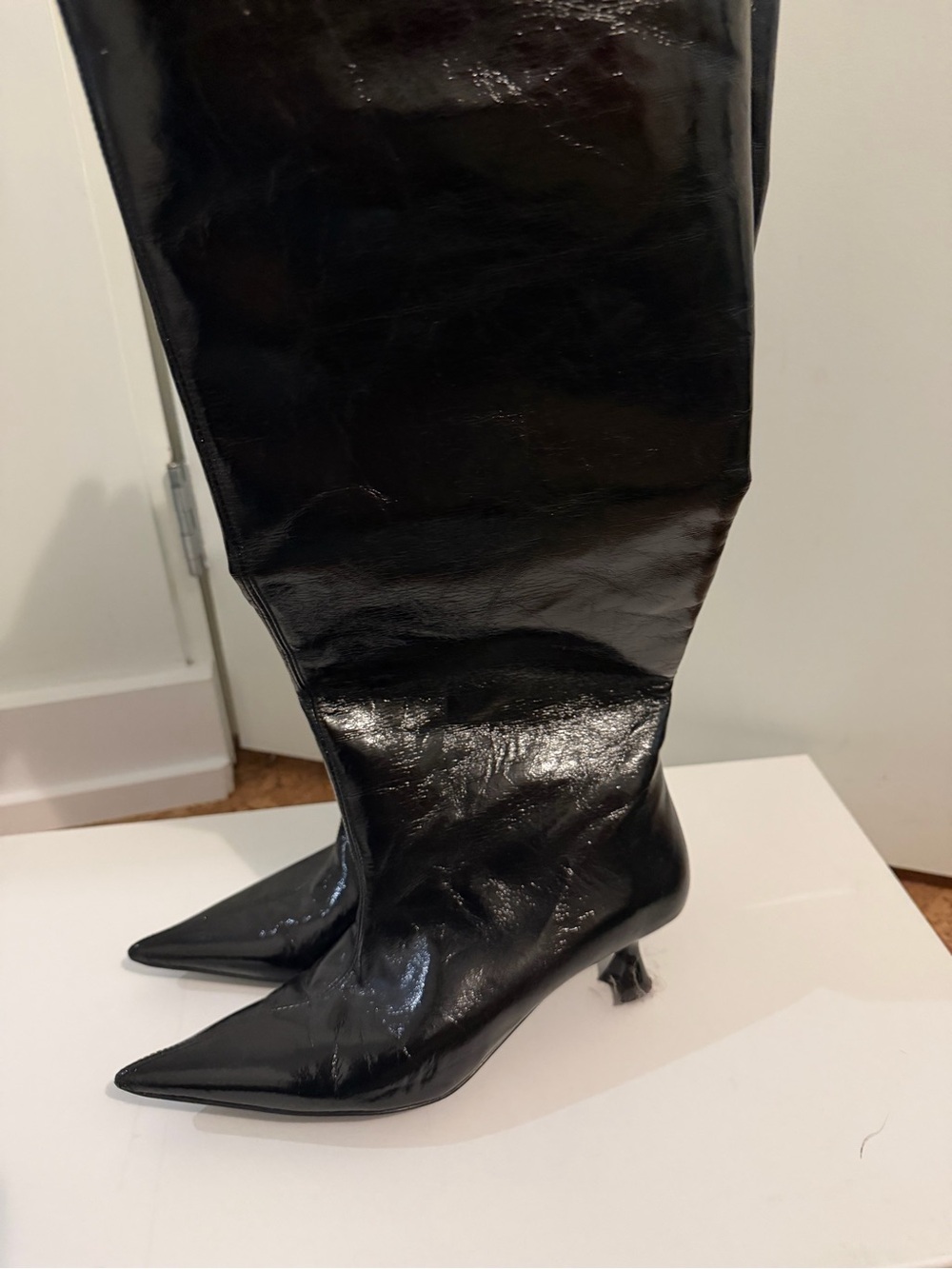 Ganni Faux leather knee-high boots